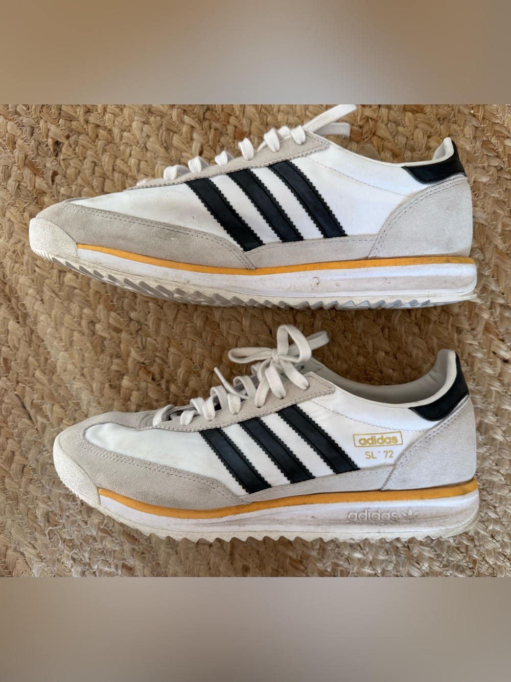 adidas SL '72 White Black Sneakers with Yellow Accent men’s 10.5